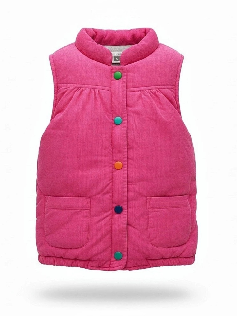 Carters Pink Corduroy Puffer Vest Girls 6 with Multicolored Snaps